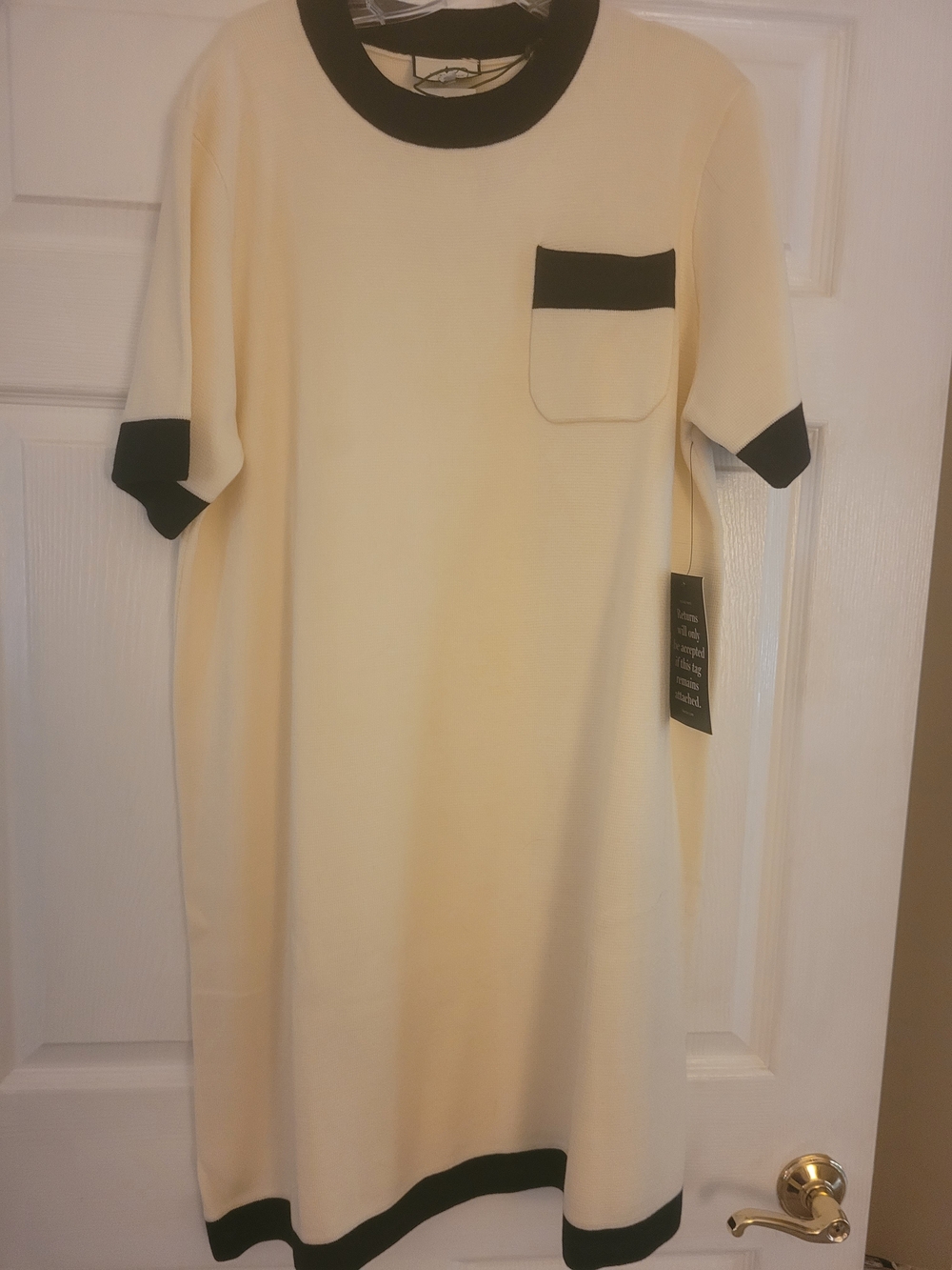 Tuckernuck Cream Midi Shift Dress with Navy Trim - NWT!